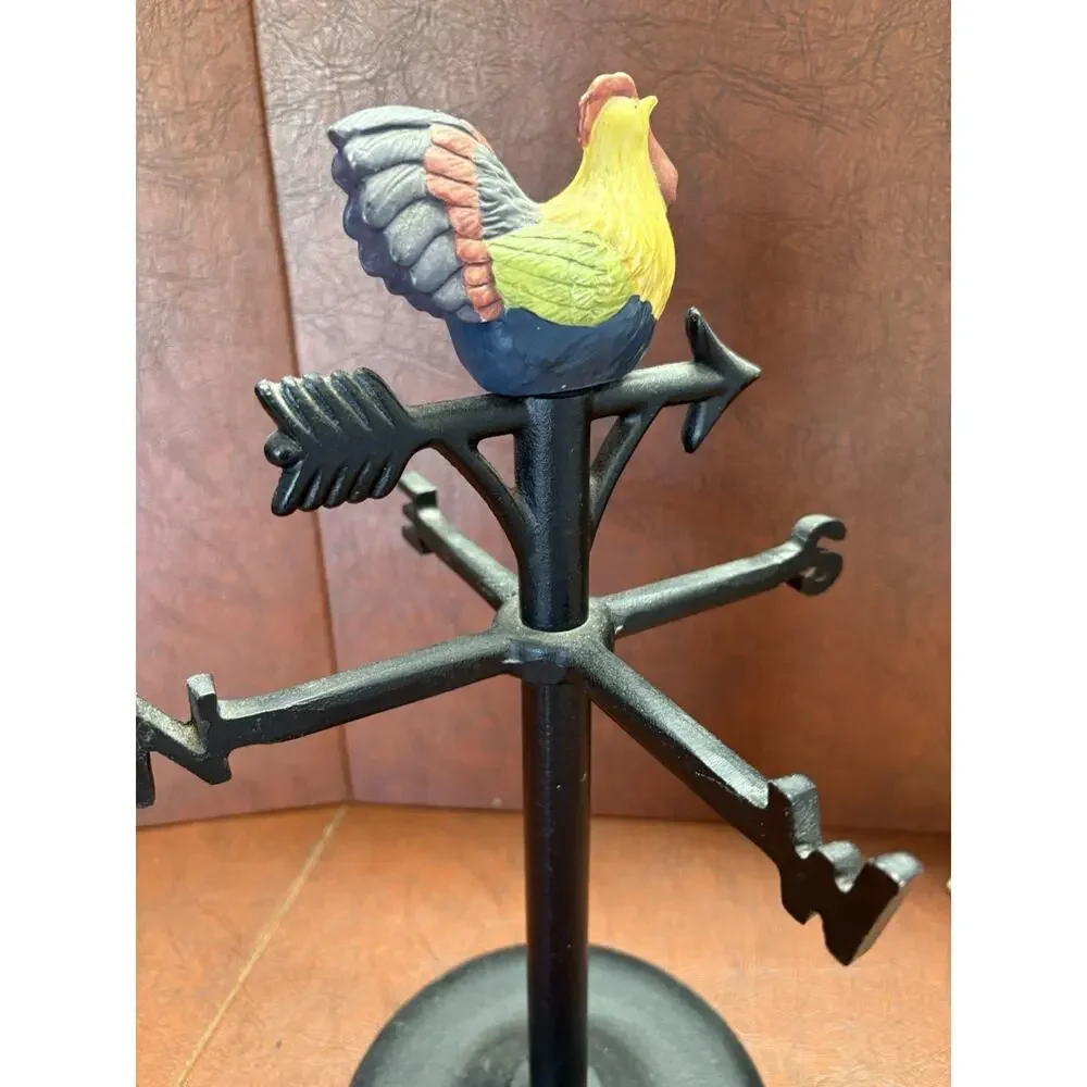 Wrought Iron Vintage Hen Weather Vane Mug Holder Tree